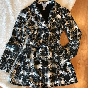 Plaid floral sweater jacket